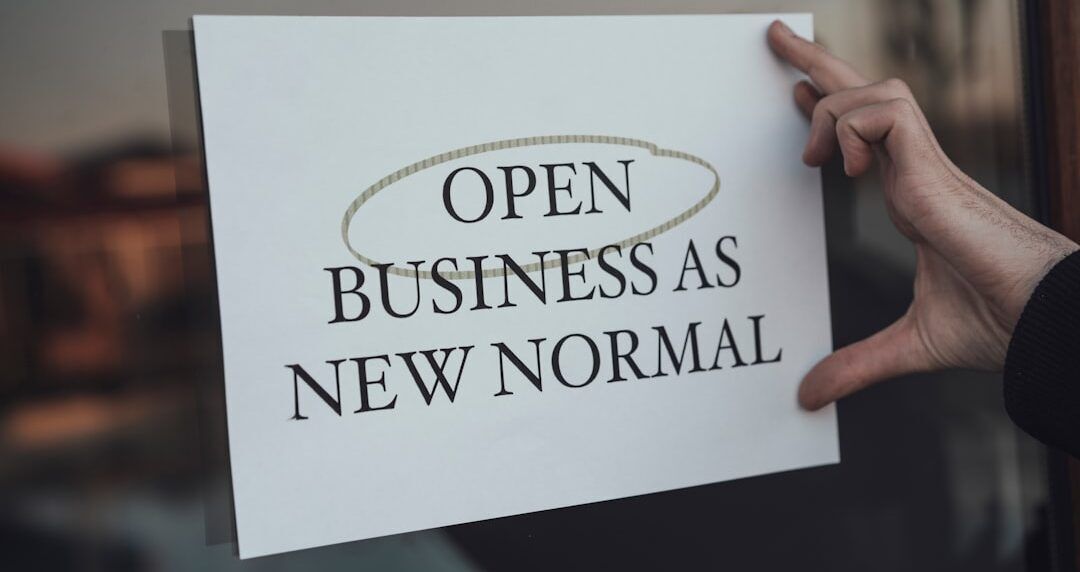 Why Entrepreneurs Fail in the age of AI showing sign says Open business as new normal